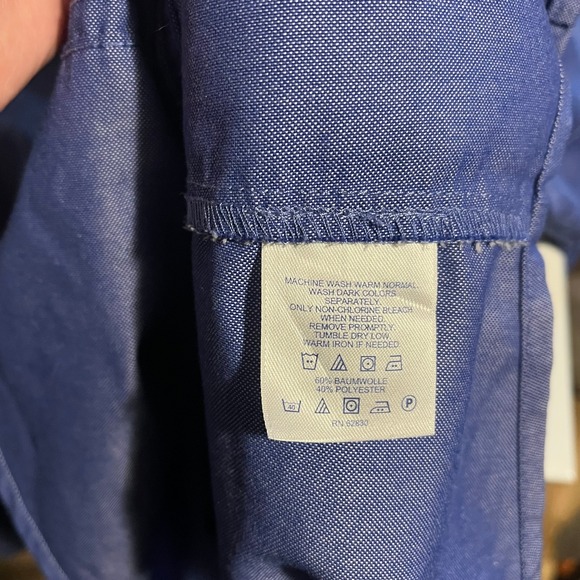 Lands End Womens Blue Pintuck Oxford Button Down Shirt Size 14 Long Sleeve - Picture 6 of 6